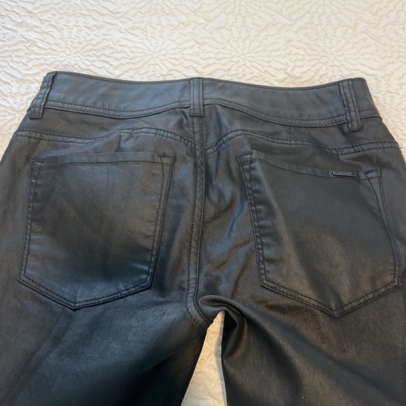 Cache Lace Up Jeans Vintage Skinny Stretch Waxed Cotton Faux Leather Look Size 2 - Picture 3 of 5